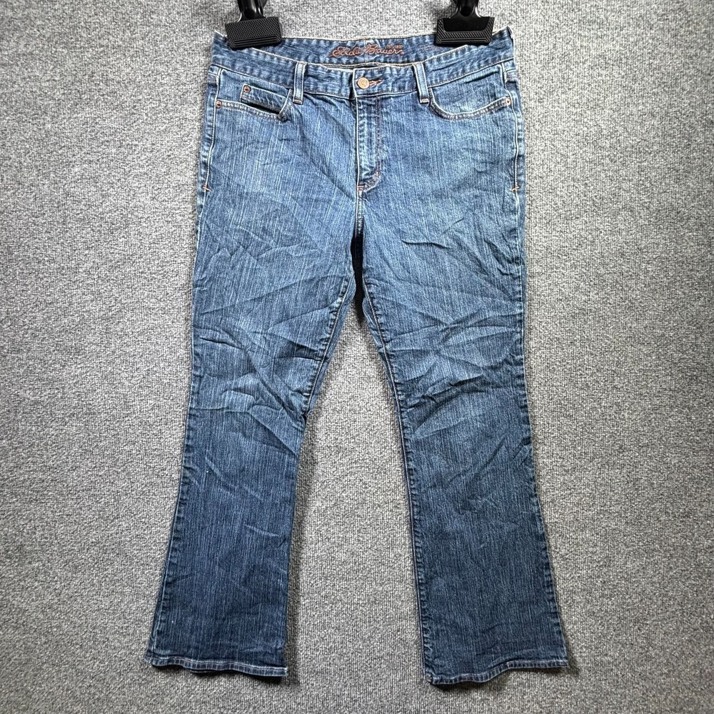 Eddie Bauer Bootcut Jeans Women's 12 Blue Cotton Denim Workwear Travel Stretch